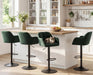 Modern Swivel Bar Stools Set of 2 Velvet Counter Height Barstools with Back and Arms Adjustable Bar Stool Chairs with Metal Base for Kitchen Island/Home Bar/Dining Room, Green