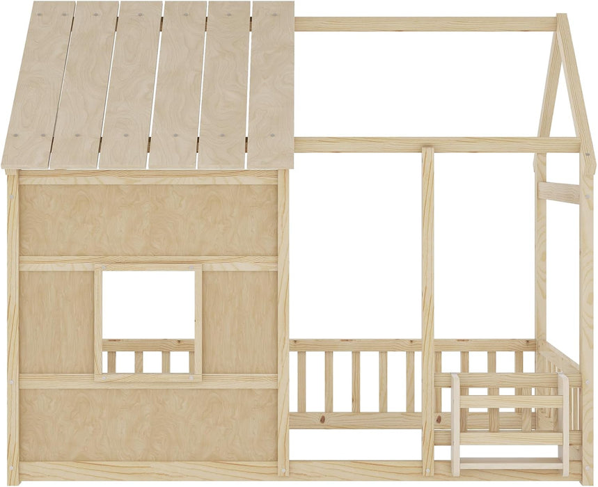 Luxurious Cottage PlatformBed TwinSize With Bookshelf LED