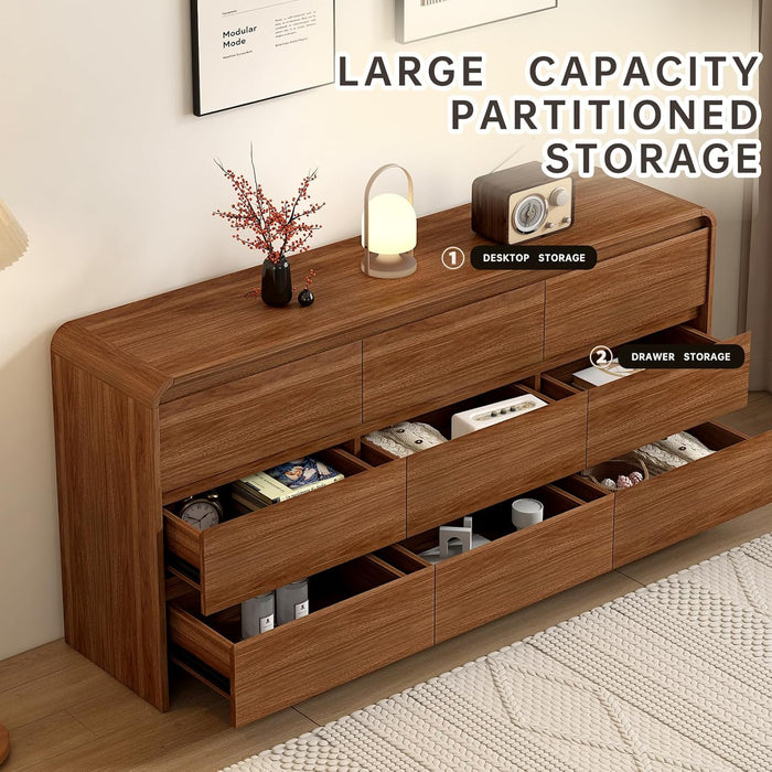 63-Inch Dresser With Curved Anti-Collision Safety Edges