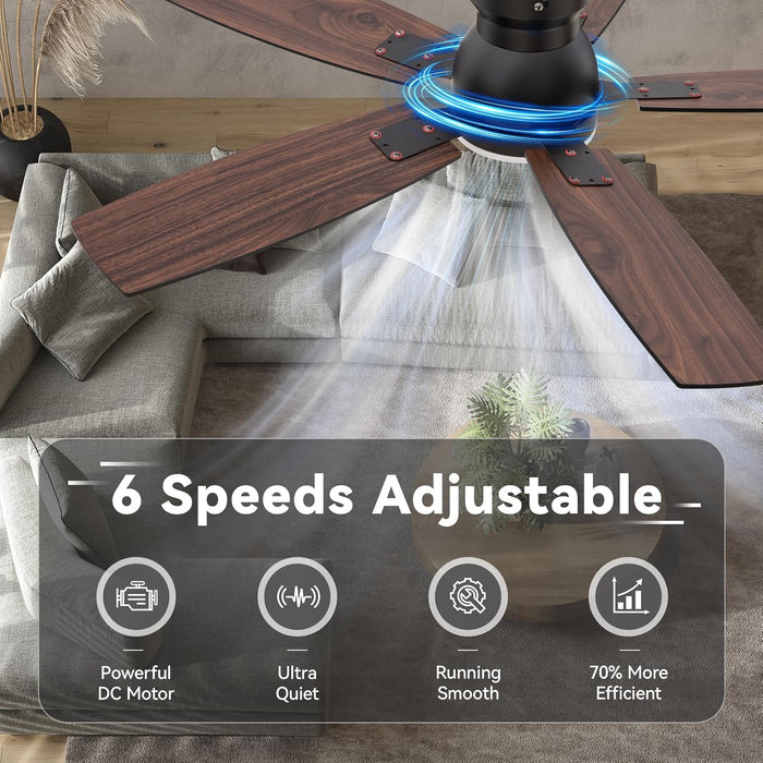 42" Ceiling Fans with Lights and Remote/App Control, Low Profile Ceiling Fan with Light, Reversible, Quiet 6 Speeds, Stepless Dimmable, Flush Mount Ceiling Fan for Bedroom Indoor/Outdoor Use