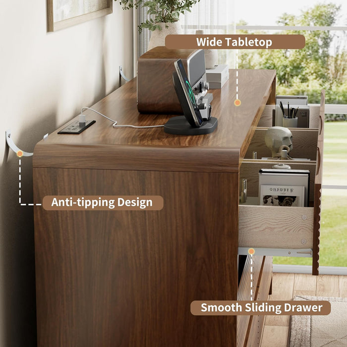 8 Drawer Dresser for Bedroom, 55"Chest of Drawer with Power Outlet
