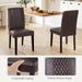 Dining Chairs Set of 6, Upholstered PU Leather Wood Legs High Back for Kitchen Living Room, Coffee