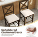 24" Farmhouse Bar Stools Set of 2, Cross Back Counter Height Chairs with Padded Linen Upholstered Seat & Footrest, Wooden Barstools for Kitchen Island, Dining Room, Cafe, Dark Brown & Cream