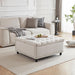 Large Square Storage Ottoman Bench, Tufted Upholstered Coffee Table with Lift Top & Solid Wood Legs, Oversized Storage Ottomans Toy Box for Living Room (Beige)