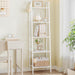 White Freestanding Industrial Ladder Shelf With Hooks