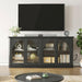 63 Inch Sideboard Buffet Cabinet with Glass Doors, Credenzas Cabinet, Black | 4 Doors, Arched, Large, Adjustable Shelves, Modern Style, for Living Room, Kitchen, Entryway