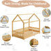 Twin Size NaturalWood PlayhouseStyle Bed Guardrails