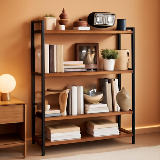 Book Shelf, 3 Tier Bookshelf 31.49" Width, Book Shelf Storage and Organization, Wooden and Metal Industrial Bookcase, Large Book Shelves for Home Living Room Bedroom Office Storage(Vintage)