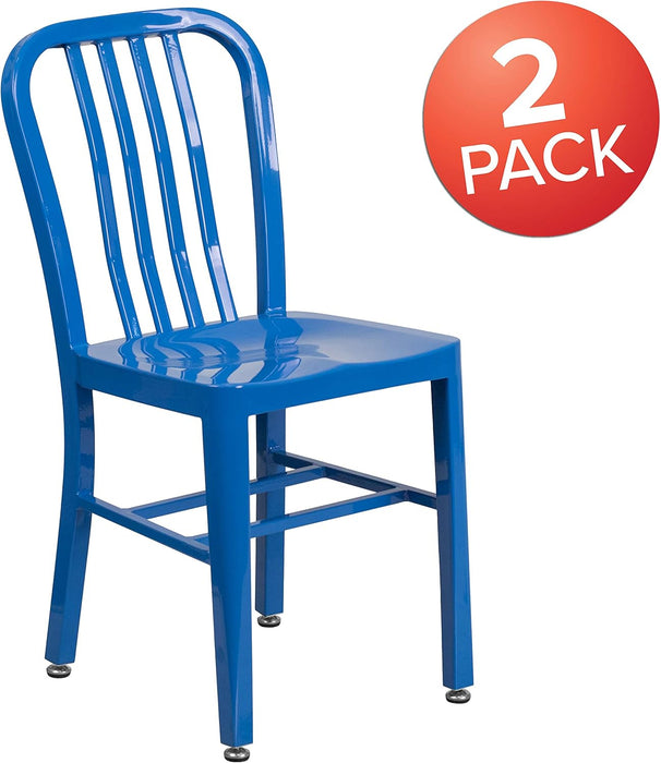 Gael Commercial Grade 2 Pack Blue Metal Indoor-Outdoor Chair