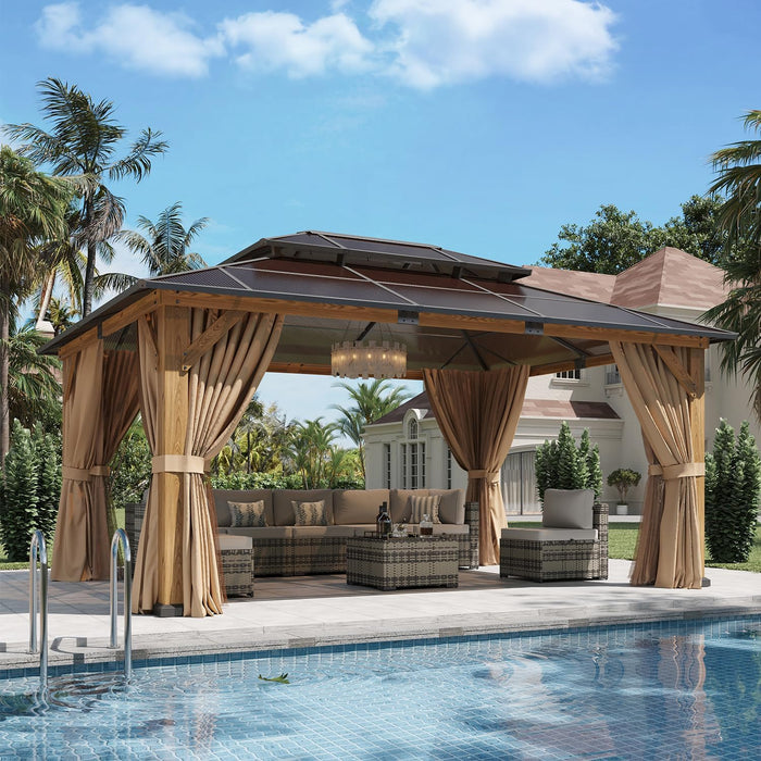 12x16 Weatherproof Cedar Gazebo With Polycarbonate Roof