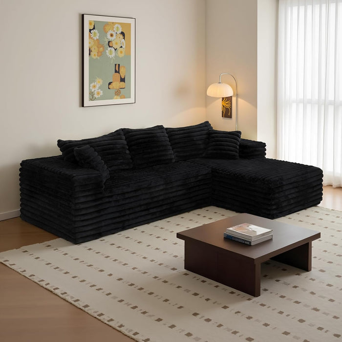 103Inch LShaped Modular Sectional Sofa EbonyVelvet