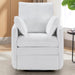 Swivel Rocker Recliner Chair, Teddy Upholstered Nursery Glider Chair, Manual Reclining Chair with Two Removable Pillows for Living Room (White)