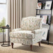 Accent Chair with Solid Legs & Removable Cushion, Floral Comfy Upholstered Armchair, Leisure Single Sofa Chair for Living Room/Bedroom, Spring