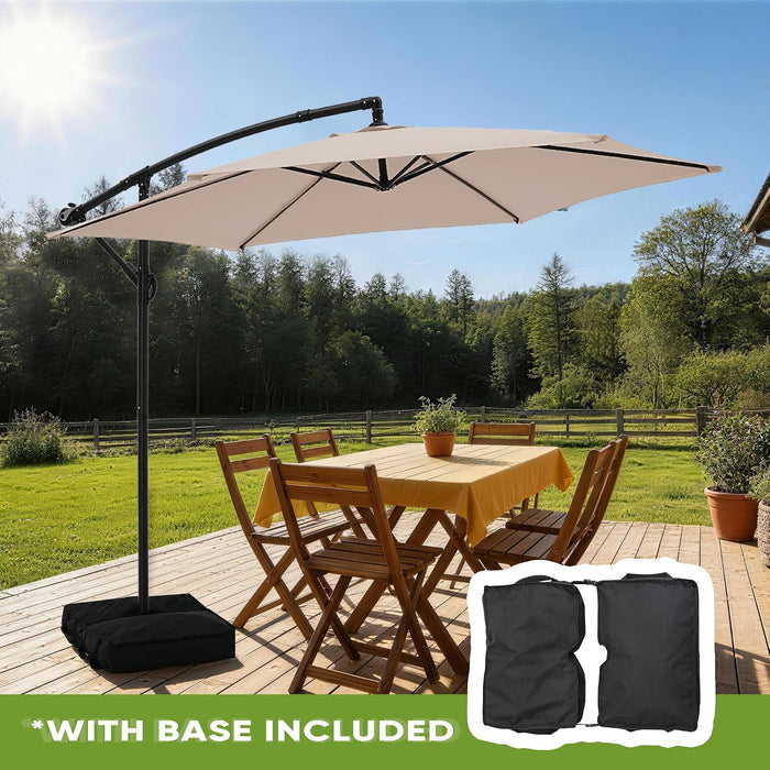 10FT Cantilever Offset Patio Outdoor Umbrella with Base Included