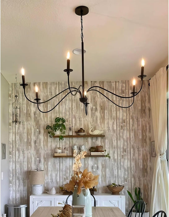 Archer 47Inch Black Chandelier Modern Farmhouse Design