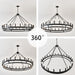 53Inch Black Wagon Wheel Chandelier Farmhouse Industrial