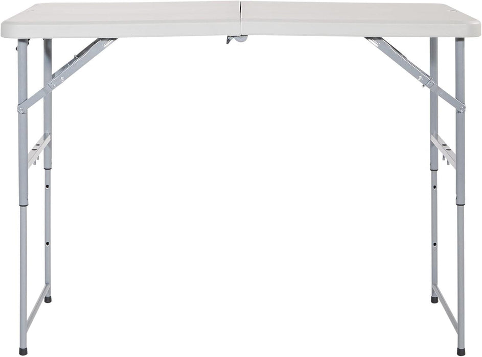 Office Star Resin Multipurpose Rectangle Table, 4-Feet Long, Height Adjustable, Center Folding Table, Light Gray