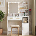 Vanity Desk with Mirror and Lights | Makeup Vanity Desk with 3 Drawers & Storage Shelves & Side Table, 3 Color Modes & Adjustable Brightness, Bedroom Furniture