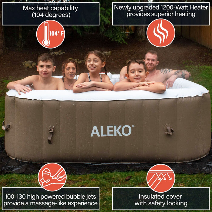 ALEKO Inflatable Improved Version 6 Prs Hot Tub 250 Gallon up to 130 Bubble Jets