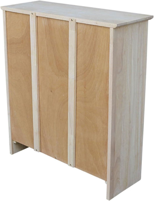Shaker Solid Wood Bookcase, 36" High, Unfinished