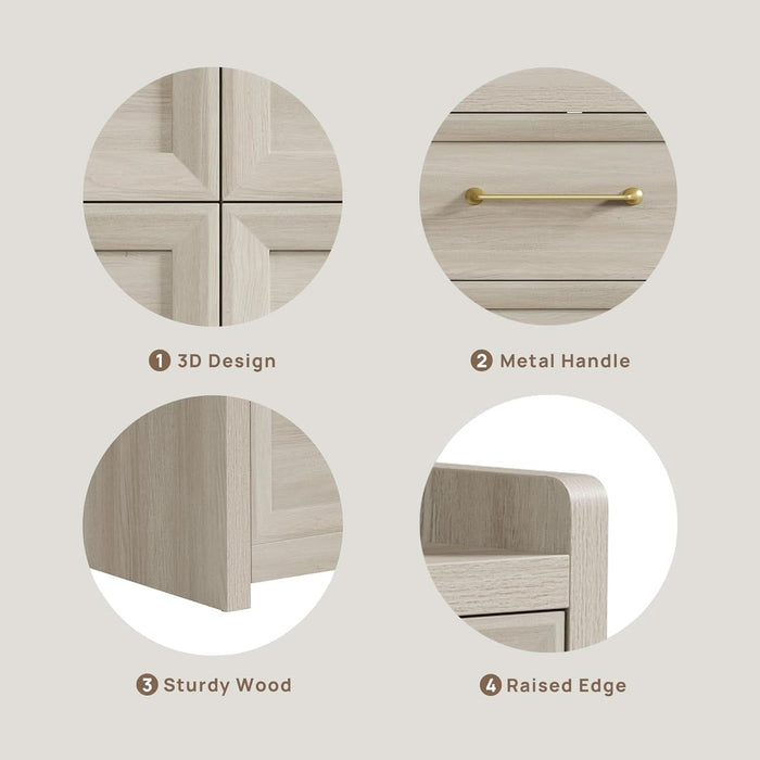 6 Drawer Dresser for Bedroom-56.4" Extra-Wide Wooden Chest of Drawers with Large Storage, Long Dresser TV Stand with Drawers, Farmhouse Closet Dressers for Nursery Living Room, Grey White Oak