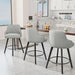 26" H Swivel Barstools Set of 2, Linen Fabric Upholstered Counter Stool with Back, Kitchen High Chairs Counter Height Bar Stools with Cushion, Solid Wood Legs, Grey