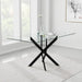 Tempered Glass Dining Table with Black Metal Legs, 47In Modern Rectangular Kitchen Table for Kitchen Dining Room Home Office (47.24 * 27.55, Black)