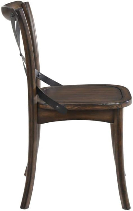 Set of 2 Cross Back Chair, Dining Chair Furniture 2-Pack, Sturdy X-Back Chair Wooden Chairs for Kitchen, Dining Room- Dark Oak & Black
