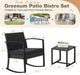 3 Pieces Outdoor Furniture Set Patio Bistro Rocking Chairs with Glass Coffee Table for Pool Beach Backyard Balcony Porch Deck Garden, Black