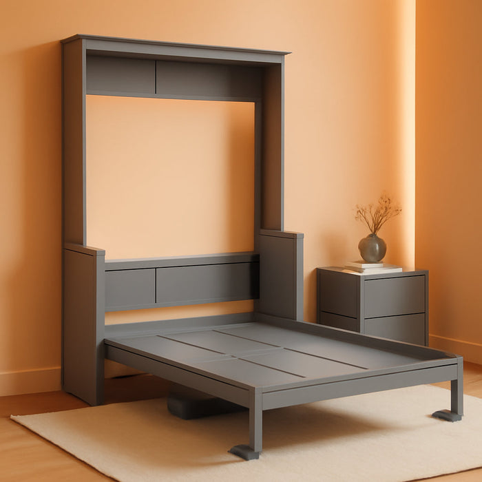 Gray Queen Murphy Bed With PremiumSolidWood Finish
