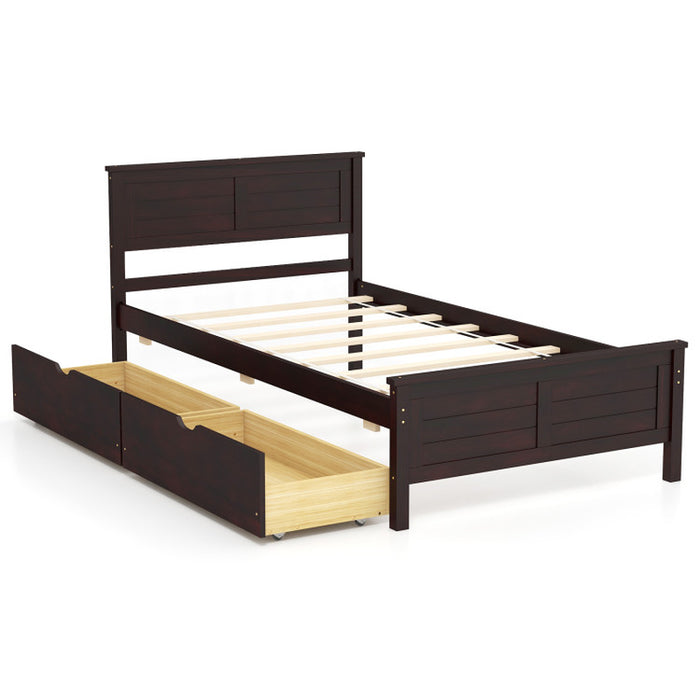 Twin Size Bed Frame with Storage Drawers