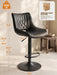Swivel Bar Stools Set of 2, Height Adjustable Counter Height Bar Stools with Open Back and Footrest, Premium Faux PU Leather, Modern Upholstered Bar Chairs for Kitchen Island/Bar/Counter, Black