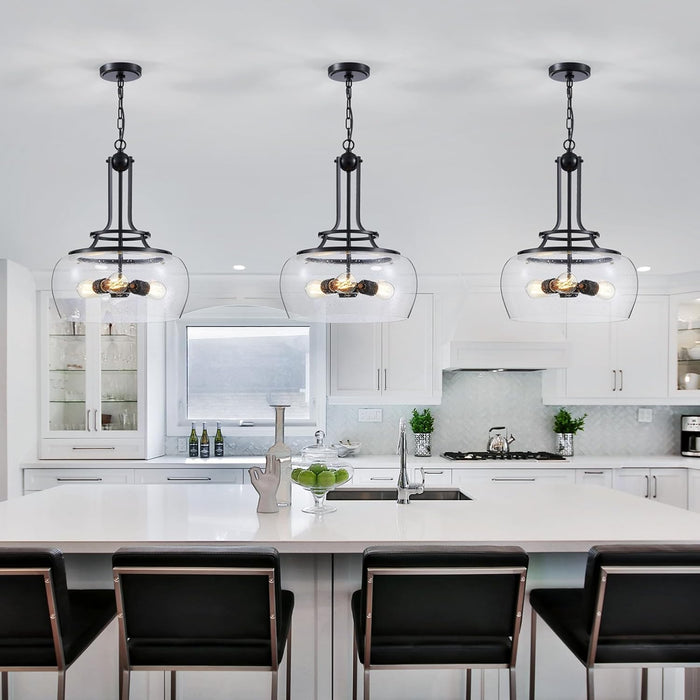 Black Rustic Farmhouse Pendant Light 20.9x15.9 Inches