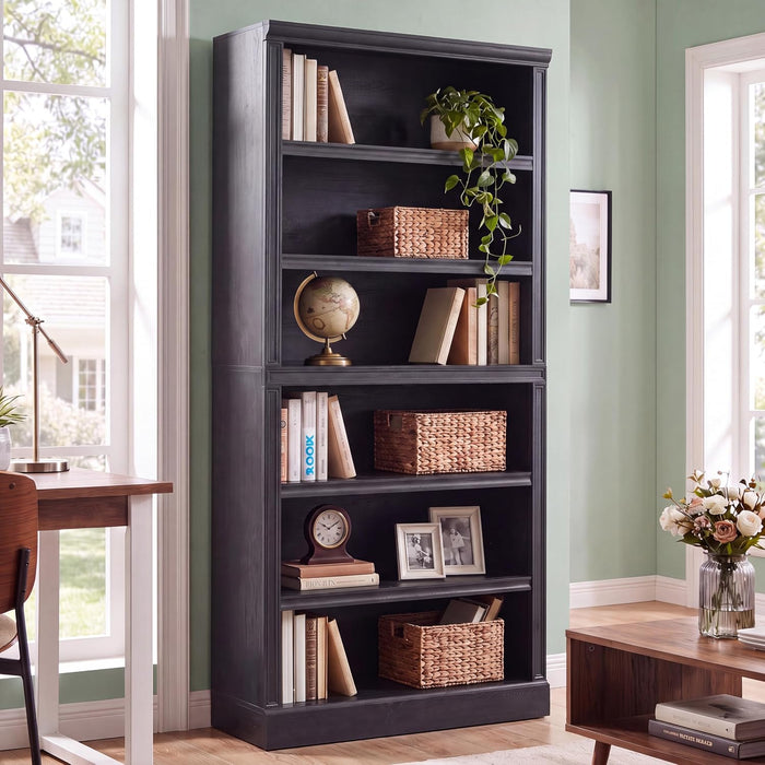 75.2" Tall Black Bookshelf, 6 Tier Large Bookcase W/Storage | Wooden Bookcase with Adjustable Shelves,6 Shelf Open Shelves, Floor Standing Display Storage Shelves for Living Room, Library