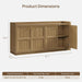 61.7" Buffet Cabinet 4-Door Sideboard Kitchen Living Room Brown Oak | Geometric Doors & Elegant Gold Handle, Slow-Close Door, 2 Separate Bays, 3-Level Adjustable Shelf, Kid & Pet Safe, 77 Lbs Top