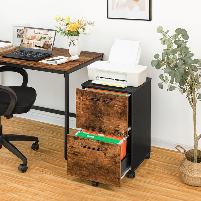 Rolling 2-Drawer File Cabinet with Printer Stand