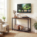 32" Small Console Table with 2-Tier Storage, Industrial Narrow Entryway Table, Sofa Table behind Couch for Hallway, Foyer & Living Room, Sturdy Metal Frame, Rustic Brown