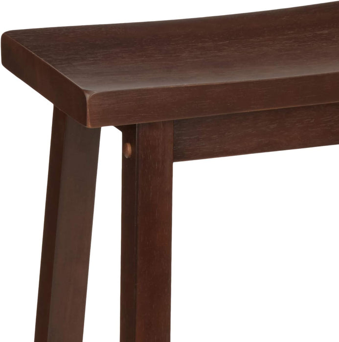 Solid Wood Saddle-Seat Kitchen Counter-Height Stool, 24-Inch Height, Walnut Finish - Set of 2