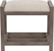 Gray Upholstered Vanity Stool With Linen Upholstery