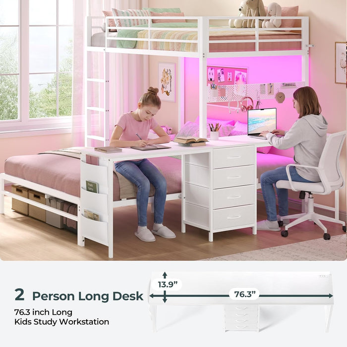 Twin Over Full IndustrialSteel Bunk Bed BrilliantWhite