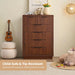 Walnut Dresser with 6 Drawers, 44.4" Tall Modern Chest of Drawers with Thickened Curved Profile Design, Wooden Dresser Organizer for Bedroom, Living Room, Hallway