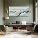 Neutral Abstract Wall Art Geometric Canvas Painting Blue Green and White Pictures Wall Decor for Living Room Bedroom Modern Artwork for Office 24X48 Inch