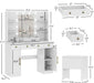 White Vanity Desk With Mirror LEDLightingSystemWithUSBPorts