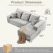 107Inch Grey Corduroy LShaped Modular Sleeper Sofa