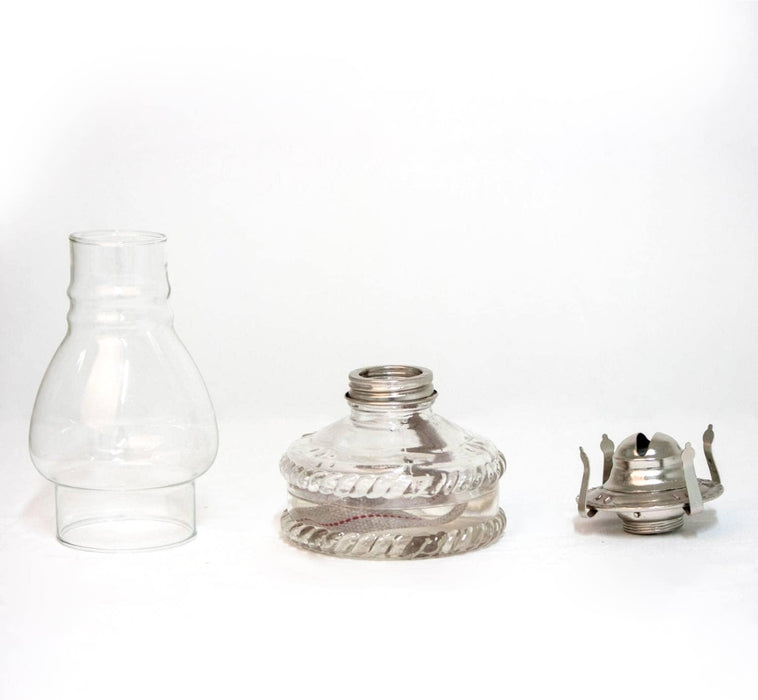 Clear Glass Oil Lamp, with #2 Burner and 7/8 Inch Wick for Accent Lighting or Centerpiece Table Decor