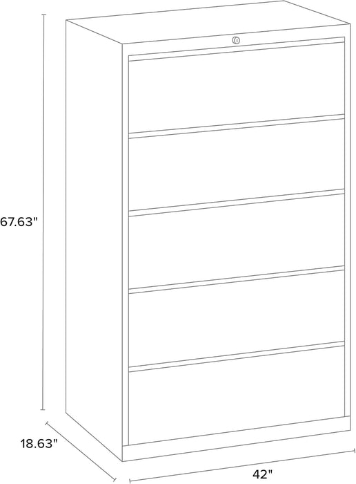 Hirsh 42 Inch Wide 5 Drawer Metal Lateral File Cabinet for Home and Office, Holds Letter, Legal and A4 Hanging Folders, Putty