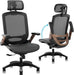 Ergonomic Office Chair, High Back Home Desk Chair with 2D Flip-Up Arms, 3D Headrest, 90-120° Tilt and Wide Cushion, Big and Tall Mesh Chairs for Man Woman, Computer Task Chair Dark Wood Grain