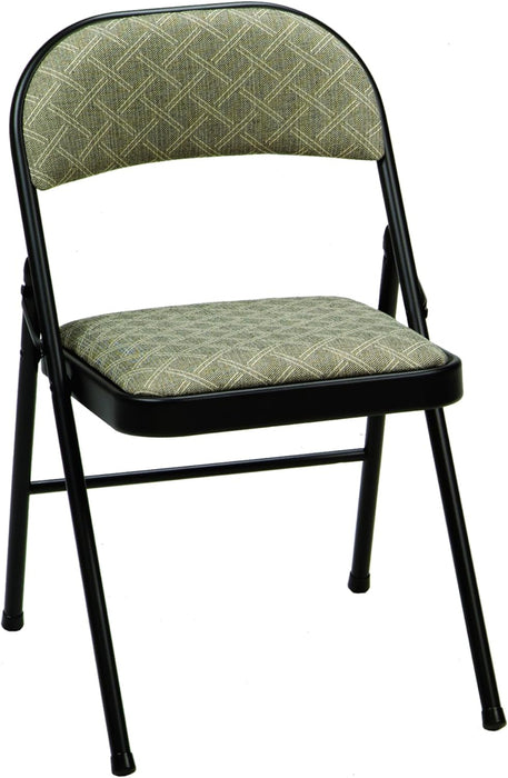 4 Pack Padded Folding Chairs, Cushioned Zuni Fabric Foldable Chair, Black Lace