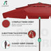 9 Ft 3 Tier Outdoor Patio Umbrella with Push Button, Red