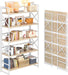 Extra Wide 5 Tiers No Assembly Book Shelves, 51.2" H Folding Bookshelf Bookcase Open Industrial Foldable Shelves for Bedroom, Living Room, Home Office - Natural White
